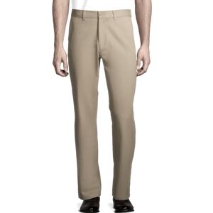 Men's George Tan Chinos Classic Cotton Twill Flat Front Pants